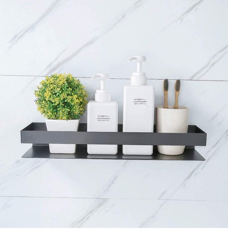 ZEELPETAL Metal Multi-Purpose Shelf - Kitchen- Bathroom Adhesive Shelf- Wall Mount (1Pcs) (Black) - Image 1
