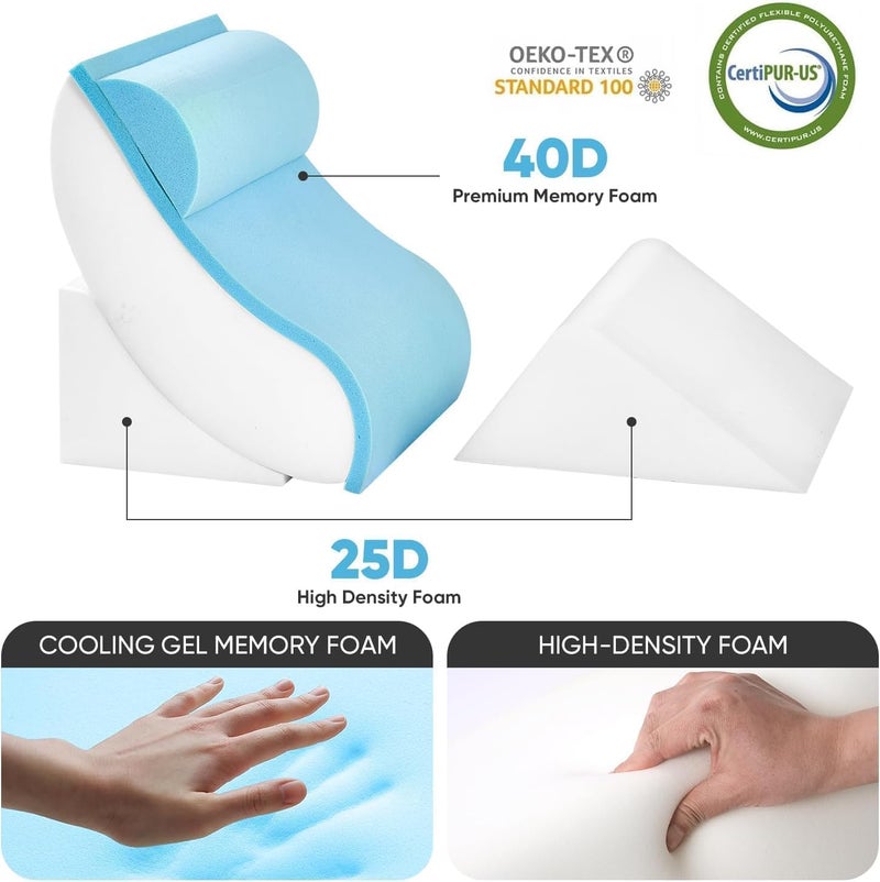 OAISZ 4 PCS Wedge Pillow Set for After Surgery, Adjustable Bed for Sleeping, Acid Reflux Relief, Post Surgery Recovery, Back Support, Leg Elevation, Memory Foam Orthopedic Bed Wedge Pillow Set, Gery - Image 3