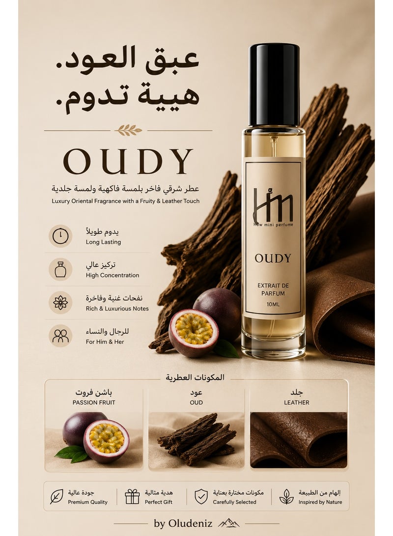 Oudy Concentrated Perfume Oil 10ml | Passion Fruit, Oud & Leather Fragrance | Long Lasting Luxury Attar for Men & Women