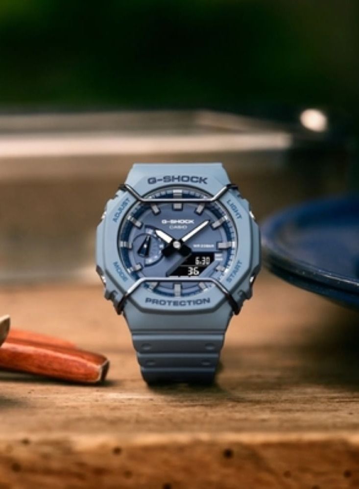 G-SHOCK ساعة كاسيو جي شوك للرجال بسوار من الراتينج على شكل دائري، تناظرية ورقمية، GA-2100PT-2ADR - Image 2