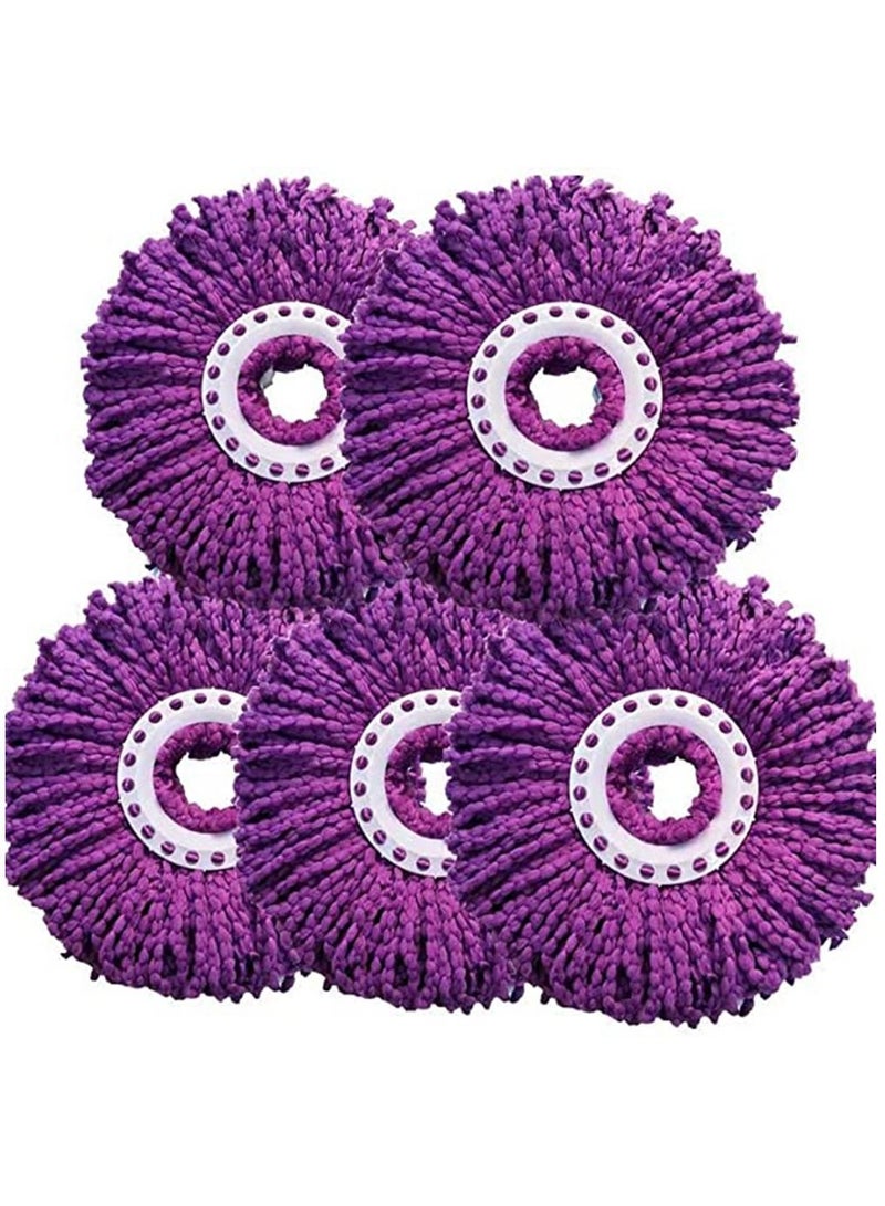 5 Pcs Microfiber Replacement Mop Head Spin 5-Pack, Refill Heads Universal for 360 Magic Mopping, Round Shape Standard Size - Image 1