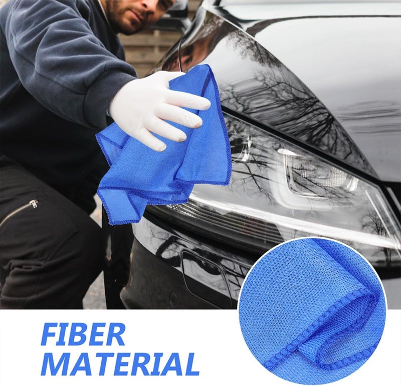 6pcs Microfiber Car Care Towels Soft Absorbent Car Drying Cloths 30x60cm Blue Edged Window Glass Polishing Rags for Auto Detailing - Image 3