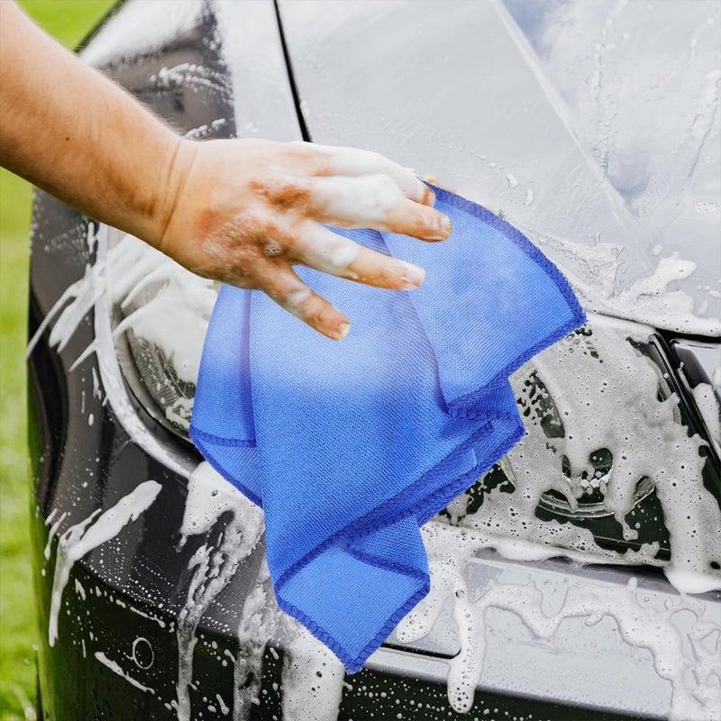 6pcs Microfiber Car Care Towels Soft Absorbent Car Drying Cloths 30x60cm Blue Edged Window Glass Polishing Rags for Auto Detailing - Image 4