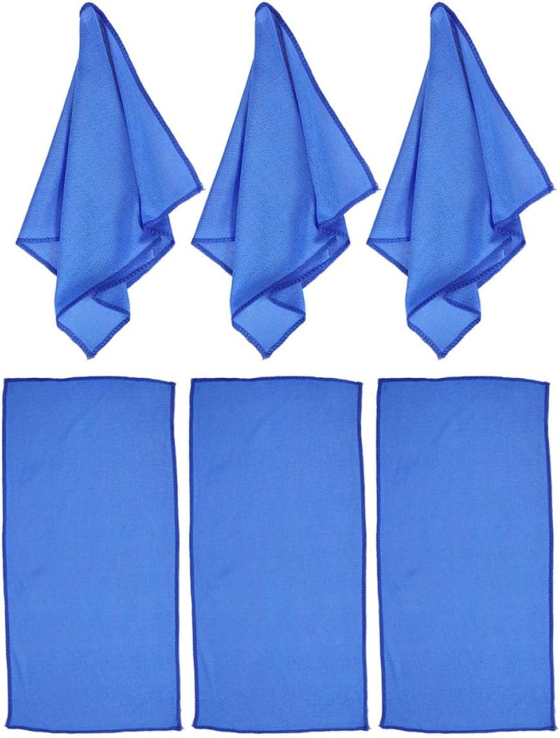 6pcs Microfiber Car Care Towels Soft Absorbent Car Drying Cloths 30x60cm Blue Edged Window Glass Polishing Rags for Auto Detailing - Image 1