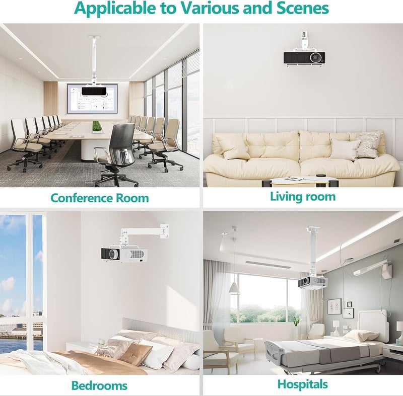 ATEVON 2FT Universal Projector Ceiling Mount Bracket – Adjustable Heavy-Duty Stand for Projectors, TVs & Home Theater – Easy Installation, Fits Most Models - Image 3