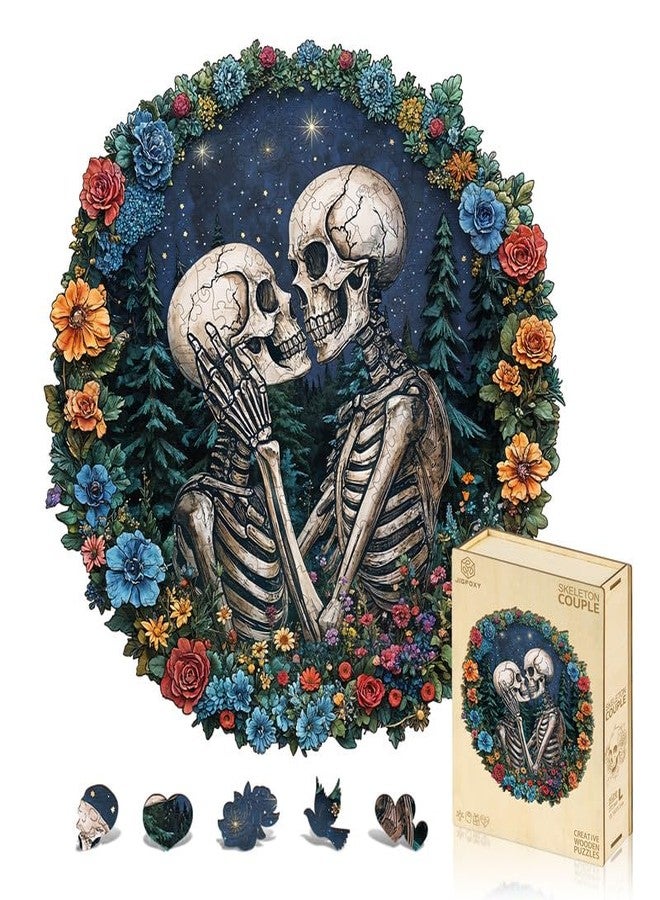 Jigfoxy Wooden Puzzle for Adults, Skull Wooden Jigsaw Puzzles for Adults, Unique Animal Shape Wood Cut Puzzles for Family Friend Puzzle Lovers(S-8.3 * 8.2in-108pcs) - Image 1
