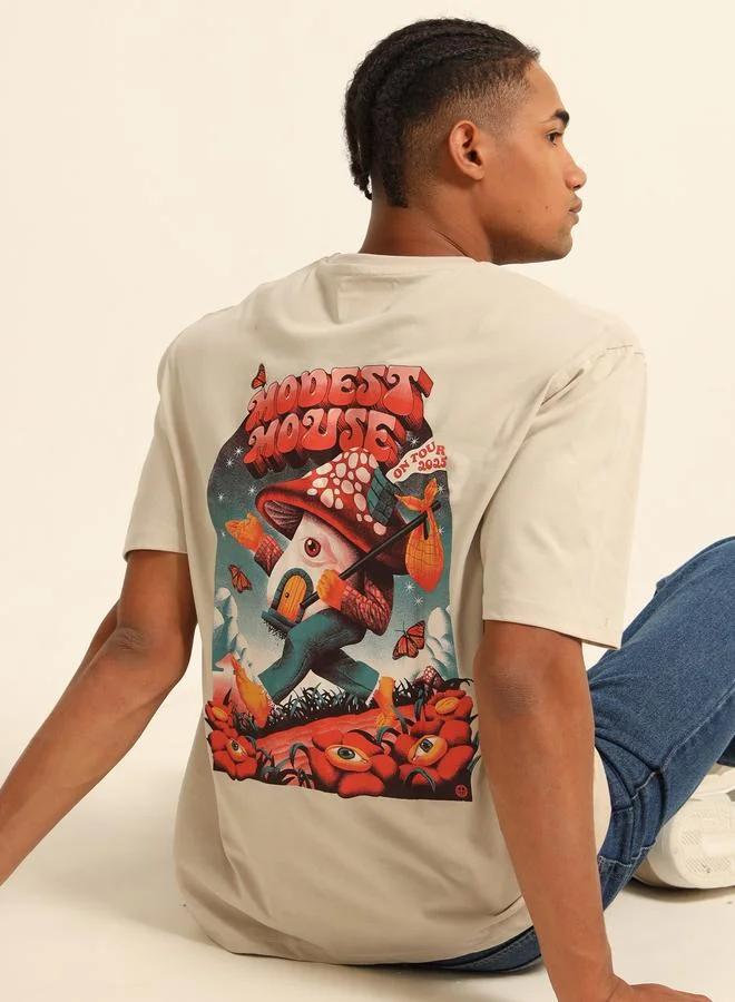 Bushirt Bushirt Men Beige Modest Mouse Oversized T-Shirt