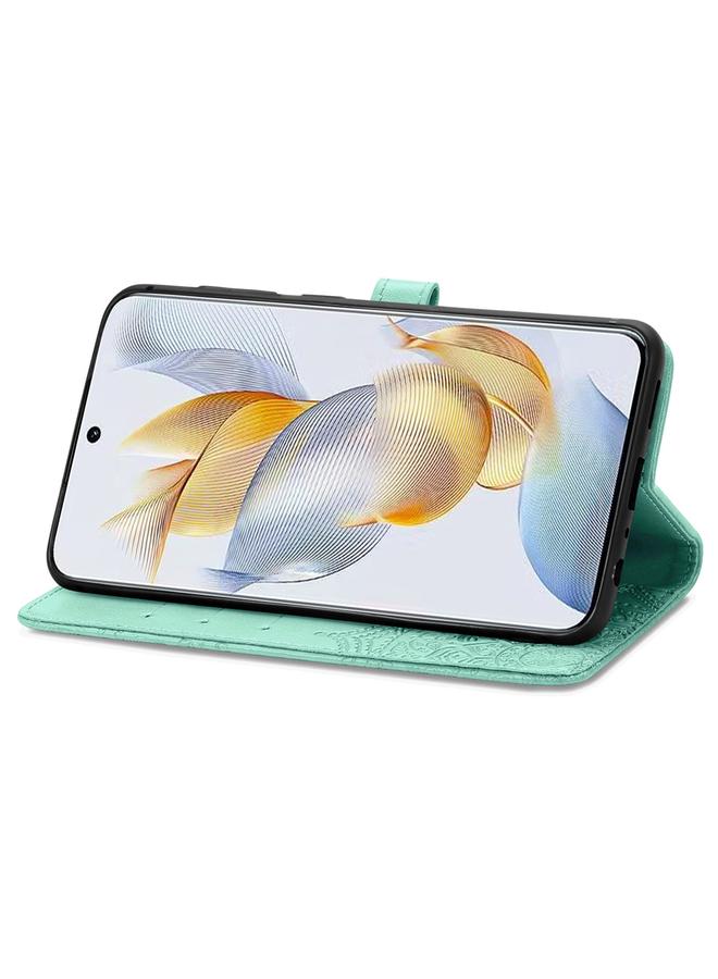 اس-توب جراب هاتف Honor 90 5G من الجلد المنقوش بزهرة ماندالا - Image 4