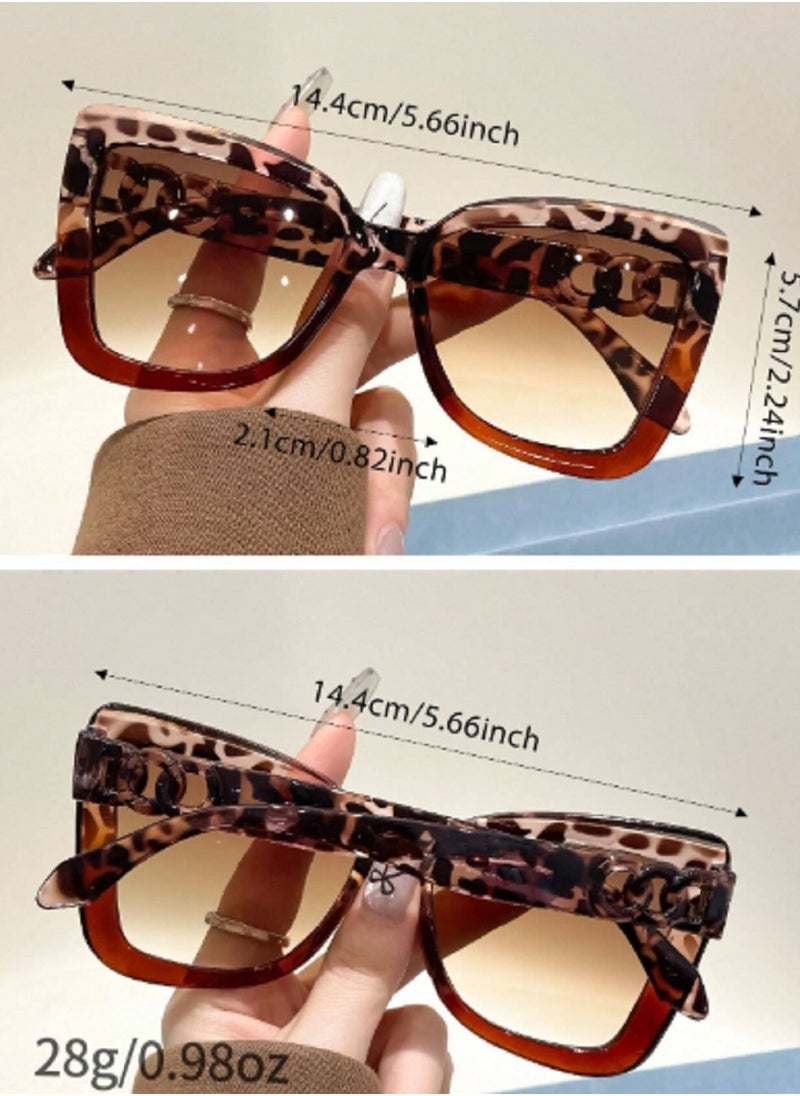 Shein 1pc Fashionable Women Bohemian Style Leopard Print Cat Eye Fashion Glasses Suitable For Daily Wear Beach Accessories For Women Glasses Shades Basics Fall Winter Women Outfits Clothes Business Casual Gifts Leopard  - Image 2