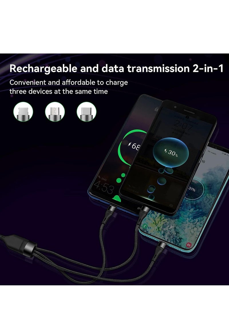 Raxoom كابل شحن متعدد 3 في 1، كابل شحن USB A إلى Lightning/Type C/Micro USB متوافق مع iPhone و iPad و Samsung Galaxy و Huawei و LG و Sony و HTC و OnePlus - Image 2