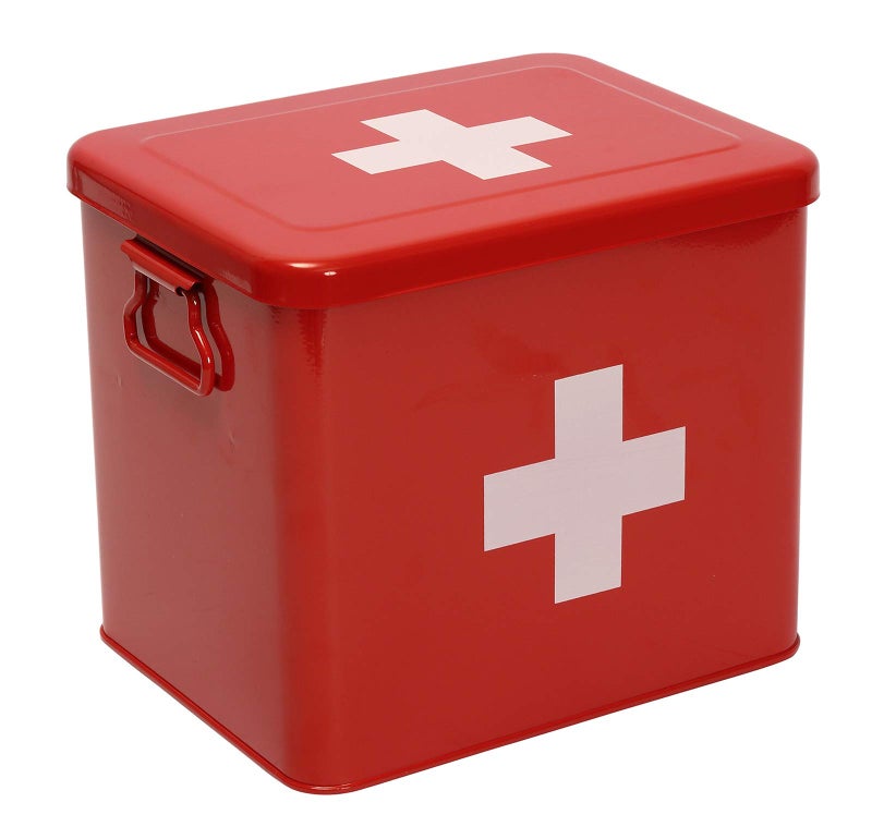 Xbopetda Xbopetda First Aid Kit First Aid Medicine Supplies Bin 2Tier Metal Medicine Storage Tin First Aid Box with Removable Tray for Home Emergency Tool SetRed 
