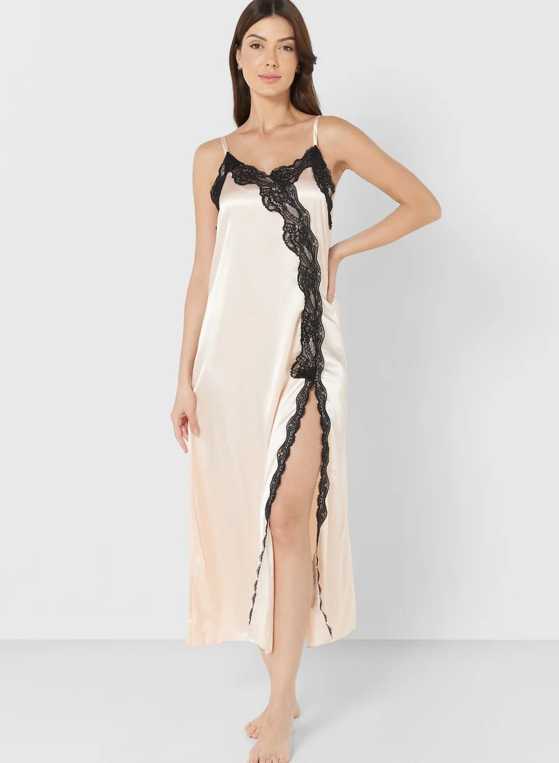 ELLA Contrast Lace Detail Nightdress