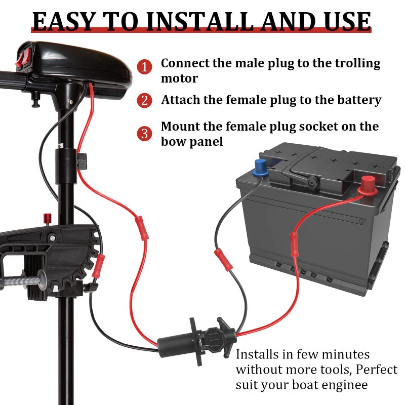 Moestoont Trolling Motor Plug, Trolling Motor Plug and Receptacle 12v Compatible With Minn Kota Marine Boat, Male & Female Trolling Motor Connector, Waterproof Trolling Motor Quick Connect, Quick Connect Electr - Image 4