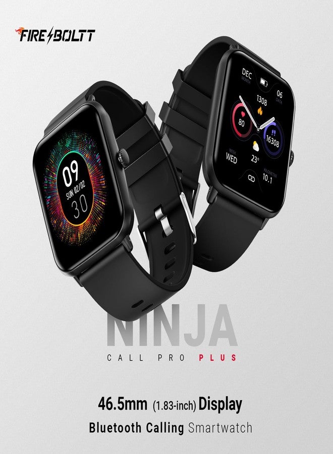 Fire-Boltt ساعة Fire-Boltt Ninja Call Pro Plus الذكية للمكالمات عبر البلوتوث، شاشة عالية الدقة 1.83 بوصة، مساعد صوتي بتقنية الذكاء الاصطناعي، أكثر من 120 وضعًا رياضيًا، مقاومة للماء بمعيار IP67، ساعة ذكية لمراقبة تشبع الأكسجين في الدم ومعدل ضربات القلب للرجال والنساء - أسود - Image 2