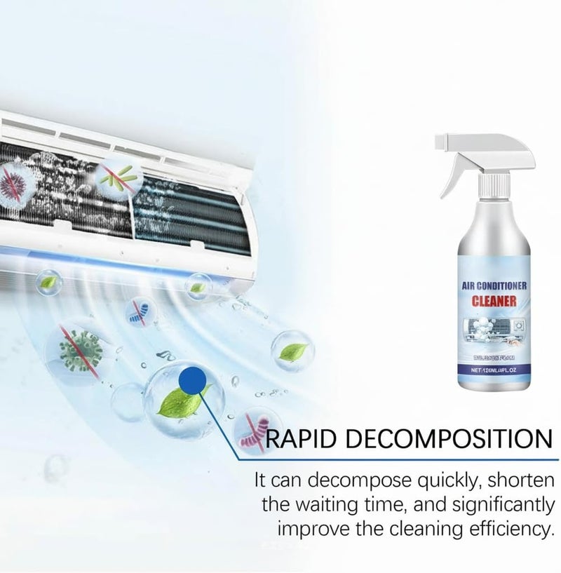 120ML Air Conditioner Foaming Cleaner- Air Conditioner Foam Coil Cleaner, Air Filters Bubble Cleaner Spray, No Rinse Evaporator & Condenser Coil Cleaning Deodorizer, No Washing Air Conditioner - Image 2