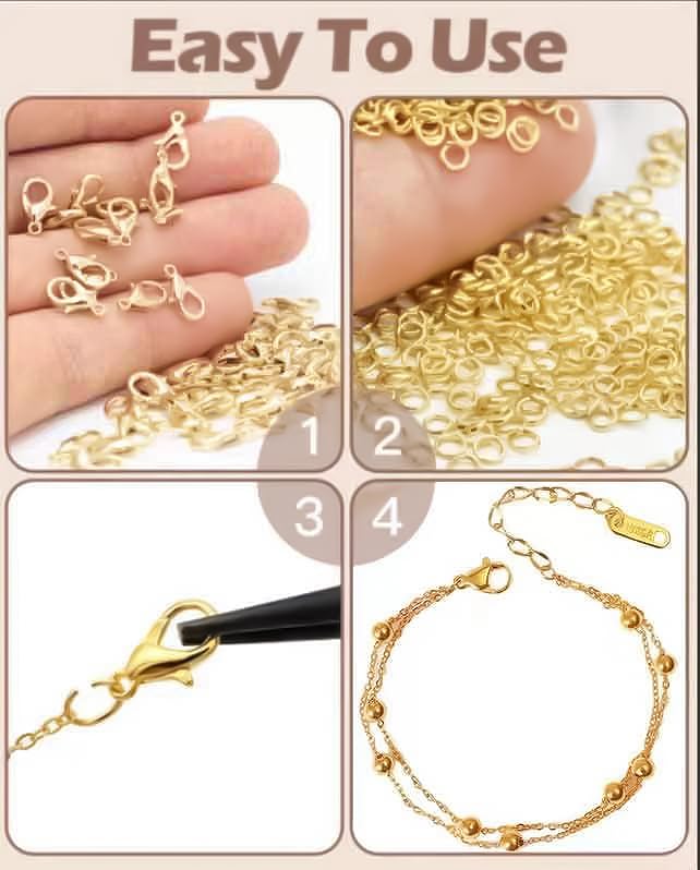 OHINGLT 700 Pieces Lobster Claw Clasps and Open Jump Rings Set, Gold and Silver Plated Bracelet Necklace Clasp for Jewelry Making - Image 4