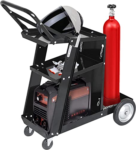DIY HOME 3-Tier Welding Cart with 360° Swivel Wheels, MIG TIG Plasma Cutter Welder Cart Kits Universal Tilt-Table Heavy Duty Steel Storage for TIG, ARC, MMA Welding Machine - Image 1
