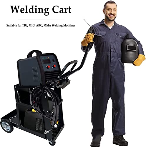 DIY HOME 3-Tier Welding Cart with 360° Swivel Wheels, MIG TIG Plasma Cutter Welder Cart Kits Universal Tilt-Table Heavy Duty Steel Storage for TIG, ARC, MMA Welding Machine - Image 3