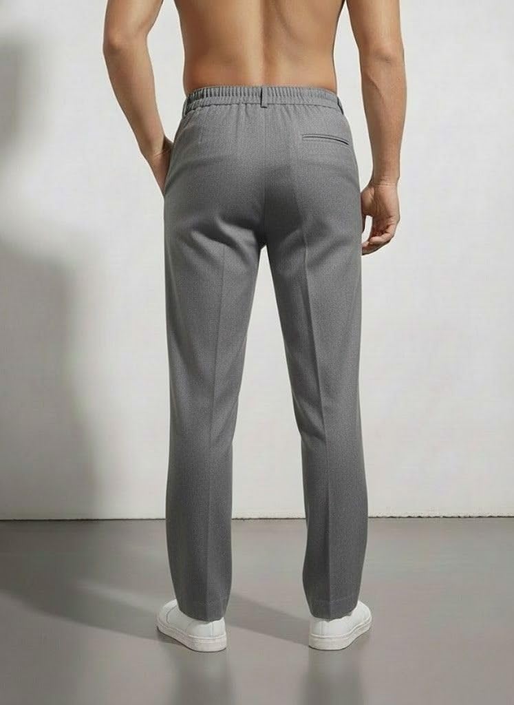 SMOWKLY Casual Trousers for Men |Men’s Regular Fit Straight Pants |Comfortable Stylish Trousers for Men |Soft Fabric Chinos for Everyday Wear, Travel & Office |Linen Cotton Bottom Wear(1692_DGRY_30) - Image 2