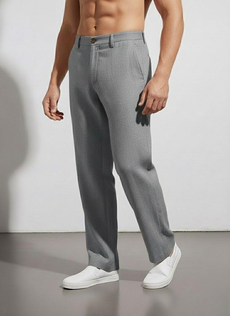 SMOWKLY Casual Trousers for Men |Men’s Regular Fit Straight Pants |Comfortable Stylish Trousers for Men |Soft Fabric Chinos for Everyday Wear, Travel & Office |Linen Cotton Bottom Wear(1692_DGRY_30) - Image 3