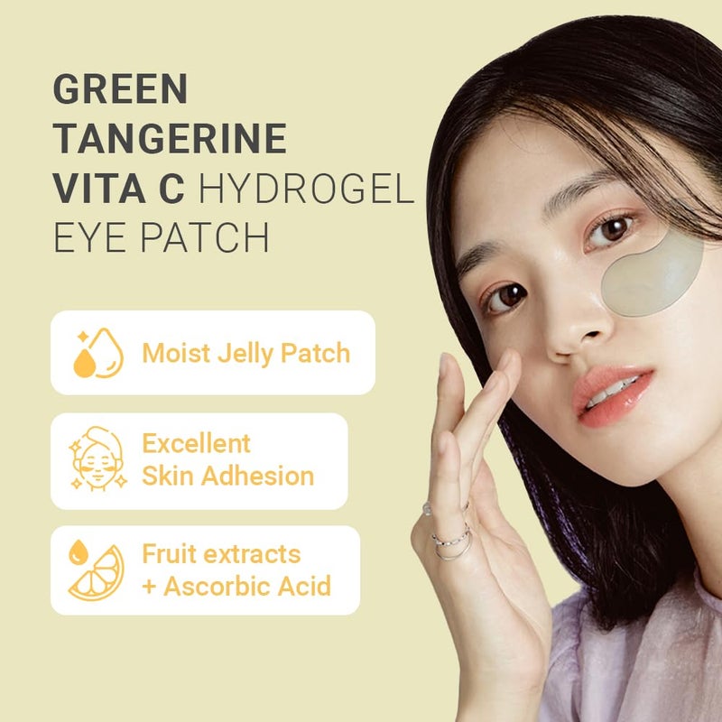 tenzero Green Tangerine Vita C Hydrogel Eye Patch 60 pairs 90g Vitamin C Treatments for Dark Circles Puffy Eye Fine Lines Brightening Hydrating Eye Pads Korean Under Eye Masks Skincare - Image 3