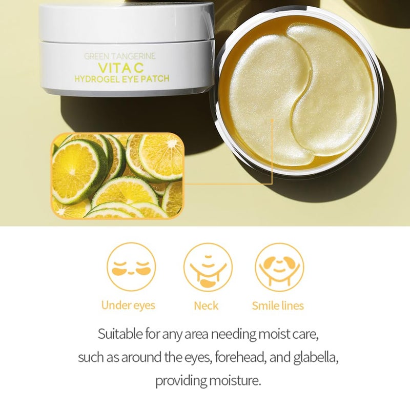 tenzero Green Tangerine Vita C Hydrogel Eye Patch 60 pairs 90g Vitamin C Treatments for Dark Circles Puffy Eye Fine Lines Brightening Hydrating Eye Pads Korean Under Eye Masks Skincare - Image 5