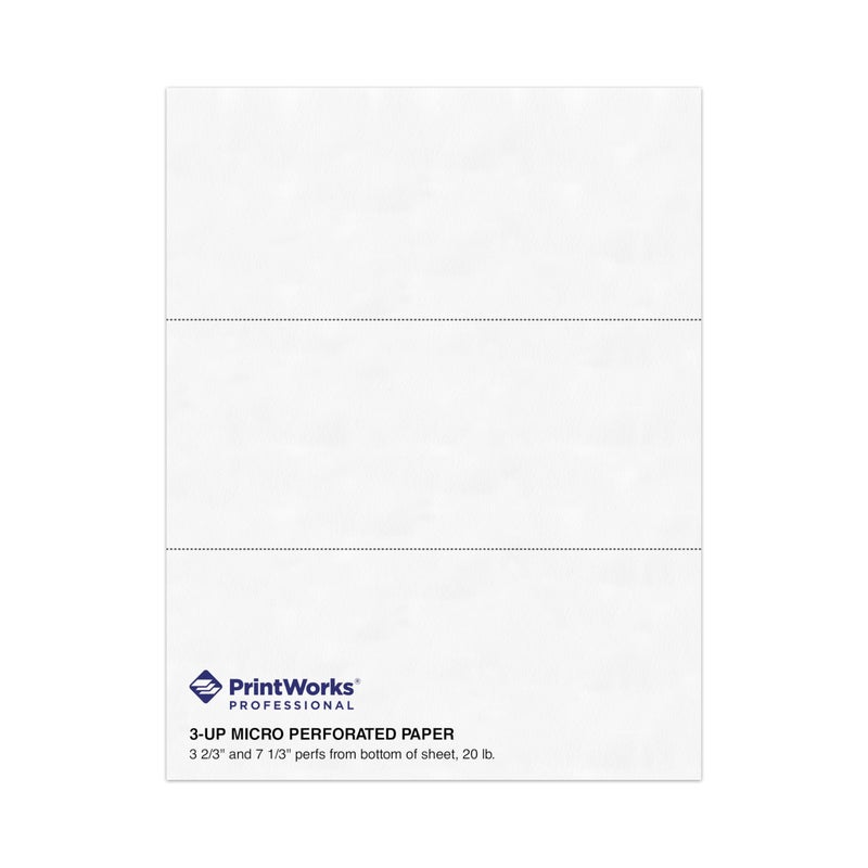 PrintWorks Professional 3 Part Perforated Paper 8.5â€ x 11â€ - Perfect for W-2, 1099, & Statement Use - Made in The USA - 500 Sheets - 20 lb - Printer Compatible - White (04120) - Image 1