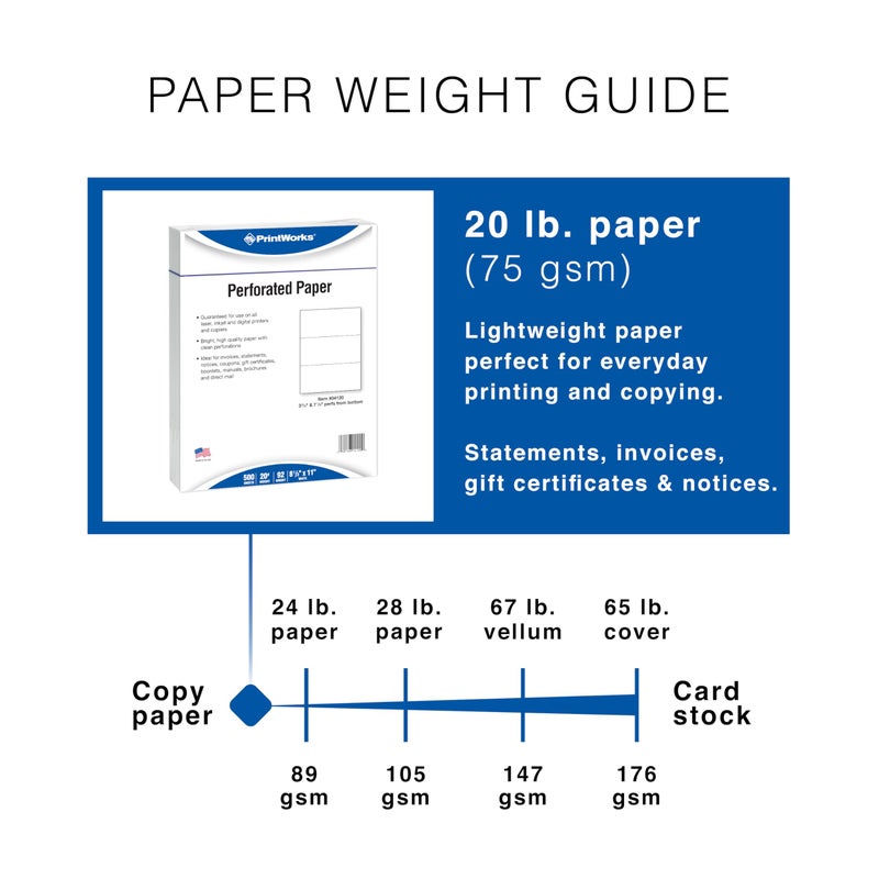 PrintWorks Professional 3 Part Perforated Paper 8.5â€ x 11â€ - Perfect for W-2, 1099, & Statement Use - Made in The USA - 500 Sheets - 20 lb - Printer Compatible - White (04120) - Image 2