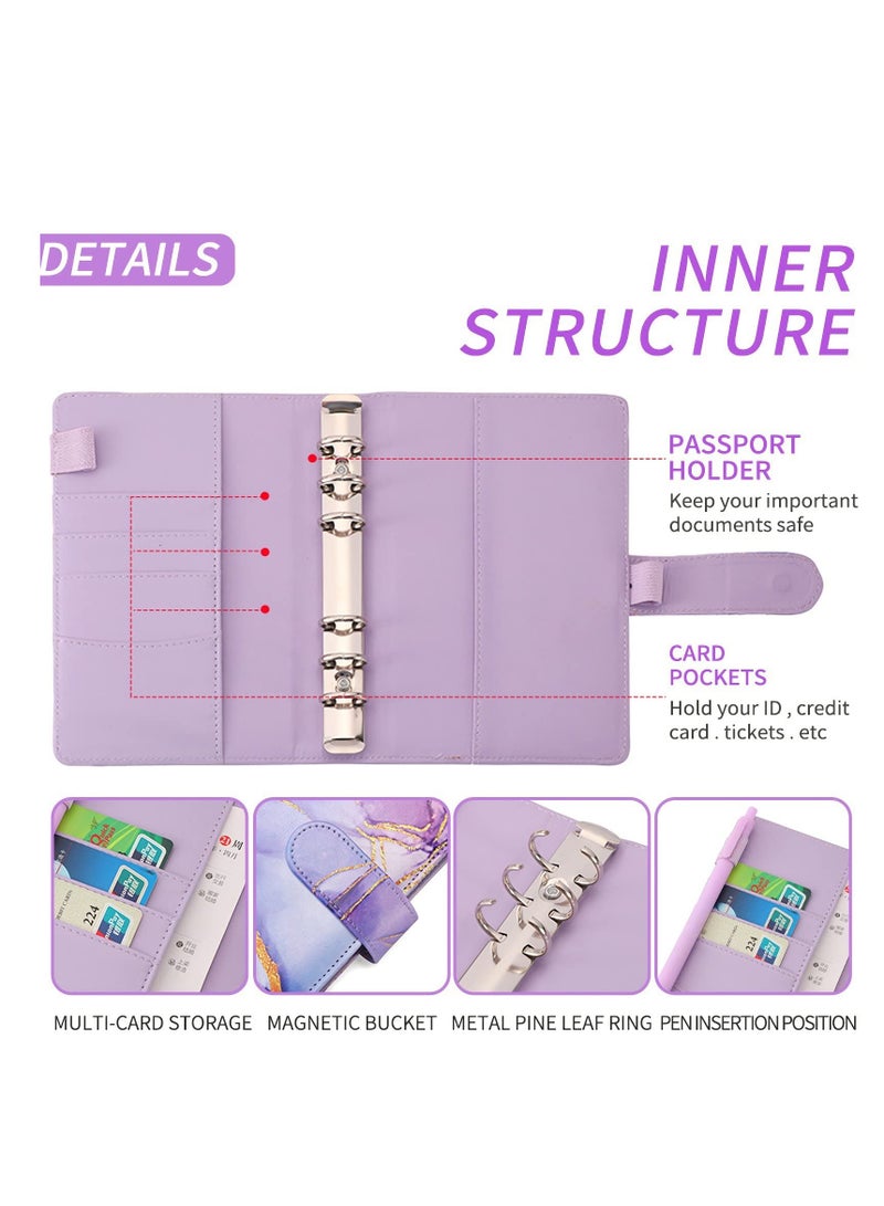 Suntown Budget Binder with Zipper Envelopes, Cash Envelopes for Budgeting, A6 PU Leather Budget Binder Planner with 12 Pcs Clear Zipper Envelopes, 12 Pcs Budget Sheets for Budgeting, Saving Money(Azure) - Image 4