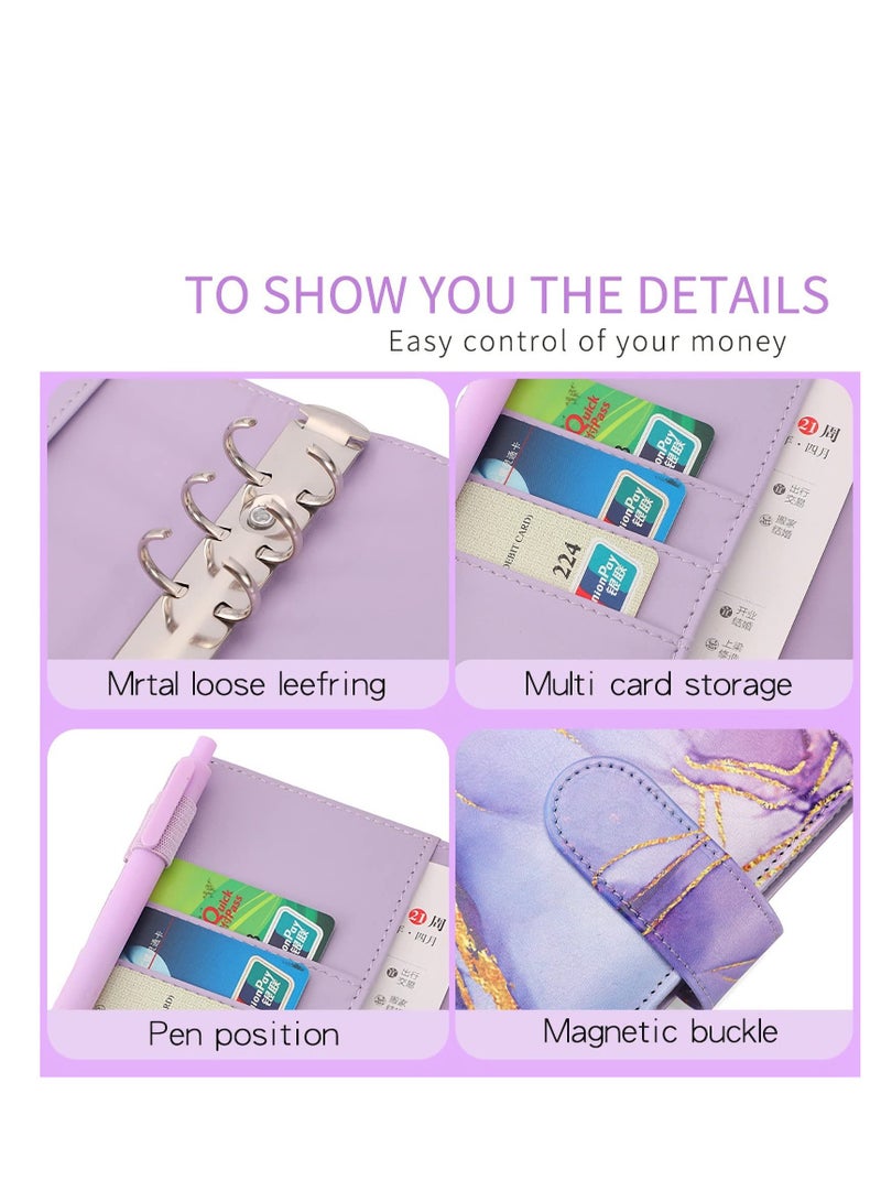 Suntown Budget Binder with Zipper Envelopes, Cash Envelopes for Budgeting, A6 PU Leather Budget Binder Planner with 12 Pcs Clear Zipper Envelopes, 12 Pcs Budget Sheets for Budgeting, Saving Money(Azure) - Image 5