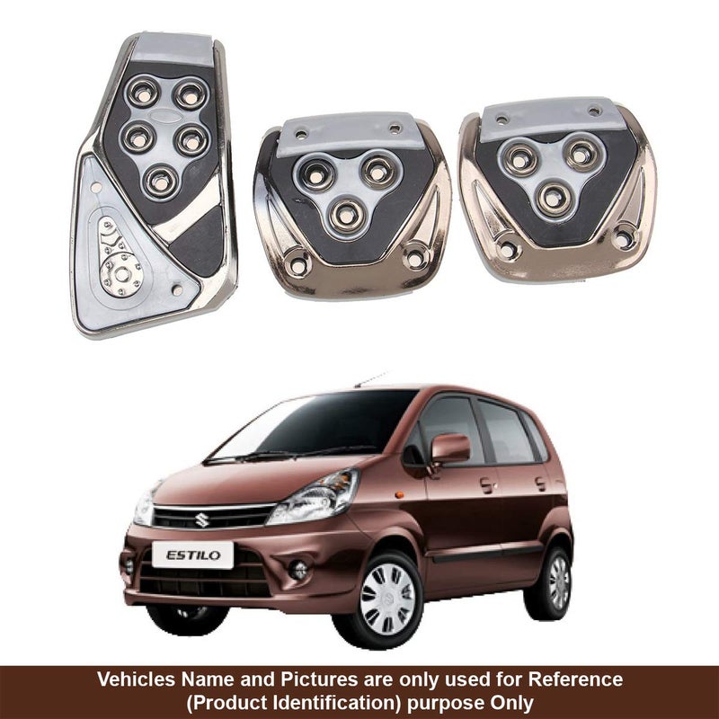 Oshotto 3 Pcs Non-Slip Manual CS-375 Car Pedals kit Pad Covers Set Compatible with Maruti-Zen Estilo (Grey) - Image 2