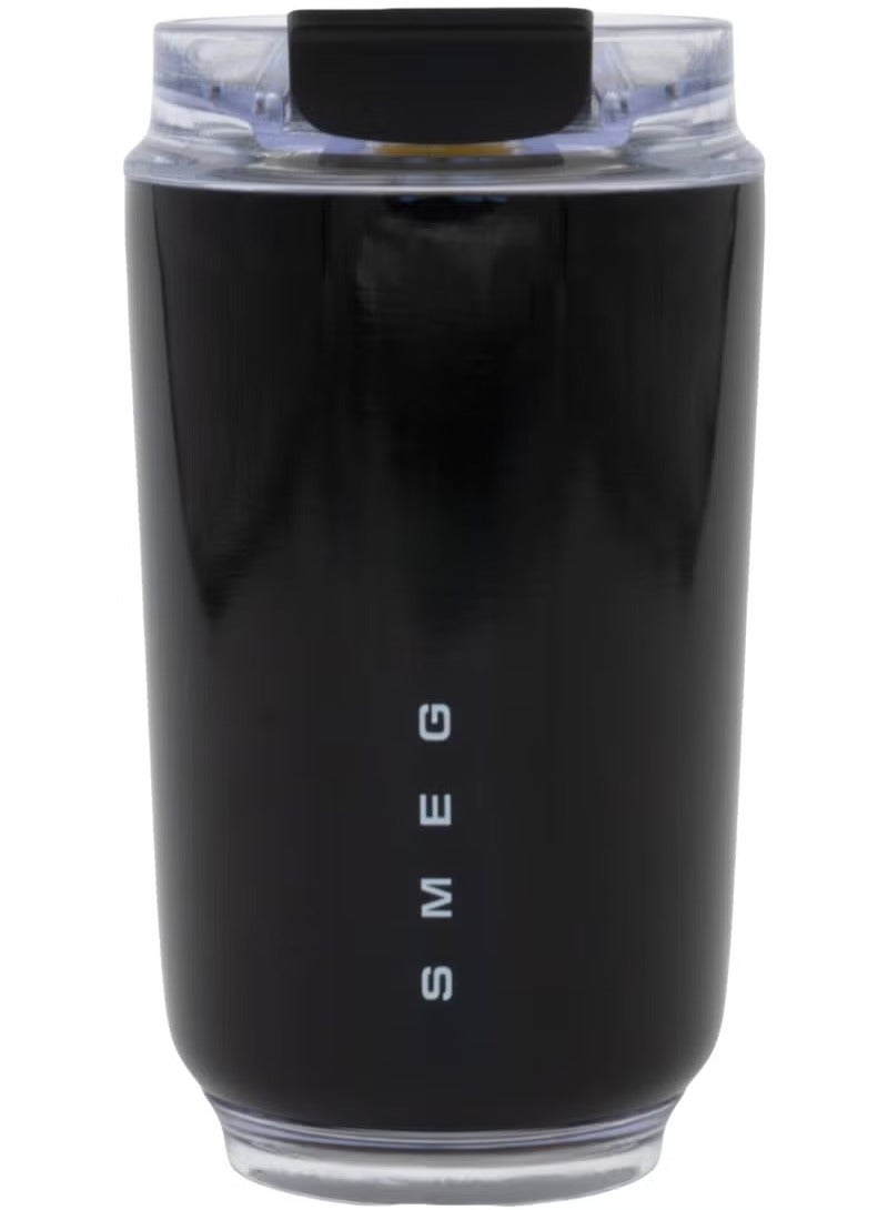 سميج كوب قهوة سفر صغير، كوب شراب عازل سعة 320 مللي مع غطاء مضاد للتسرب، مطرب قهوة طويل الأمد مع غطاء وقش، ترموس قهوة سفر (أسود) - Image 5
