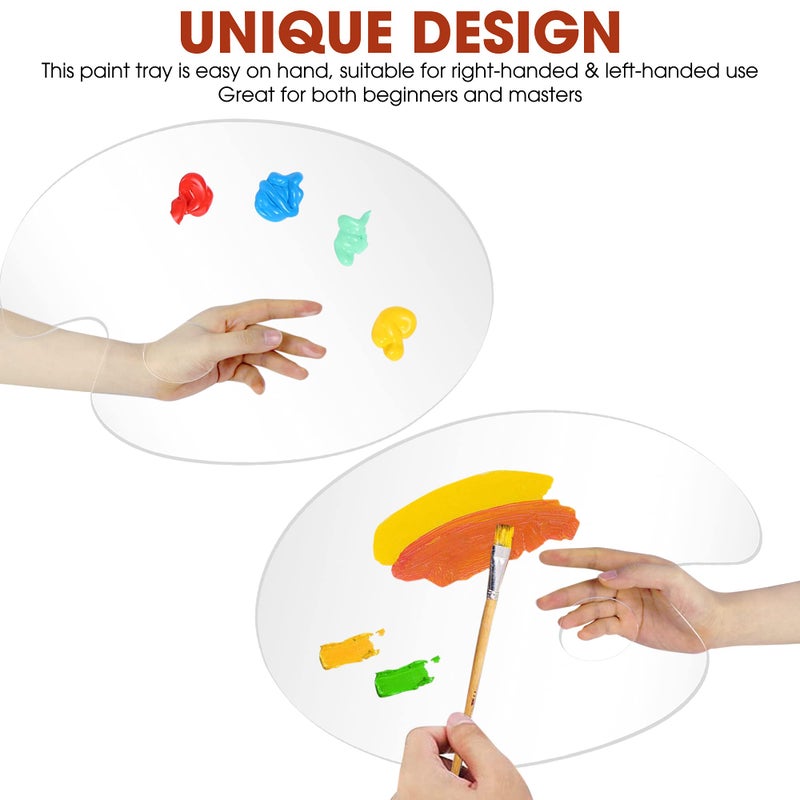 DUGATO Acrylic Paint Palette 2pcs 15.7 x 11.8 inches, Clear Oval-Shaped Non-Stick Acrylic Oil Paint Mixing Tray, Comfortable to Hold & Easy to Clean, for DIY Art Painting Plate (Big Size) - Image 5
