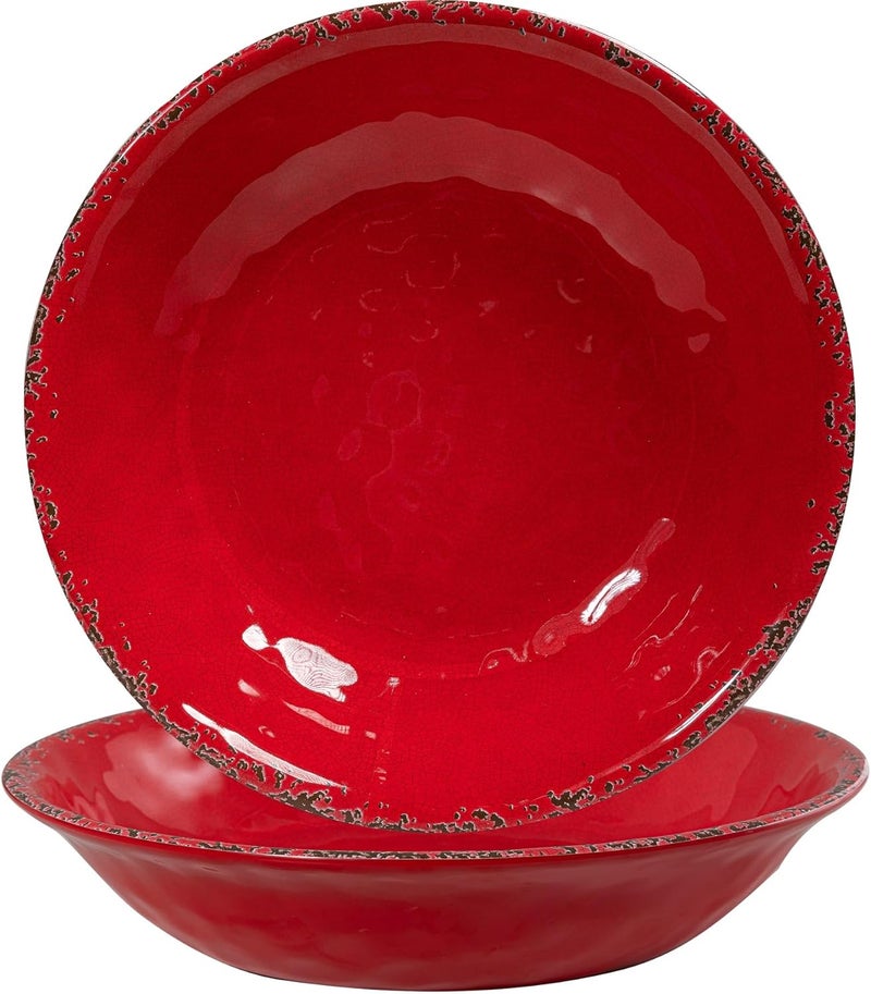 ZAROCRUS 1375 x275 Extra Large Melamine Serving Bowls Set of 2 Christmas Bowls Set for Salad Pasta Fruit Unbreakable Farmhouse Deep Bowl Durable and Dishwasher Safe True Red - Image 1