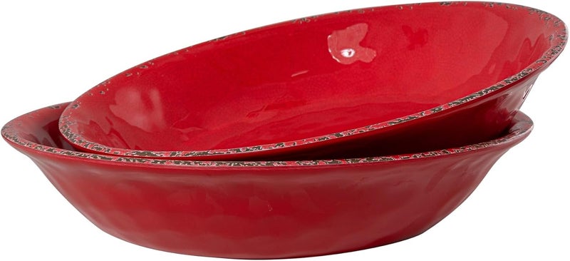 ZAROCRUS 1375 x275 Extra Large Melamine Serving Bowls Set of 2 Christmas Bowls Set for Salad Pasta Fruit Unbreakable Farmhouse Deep Bowl Durable and Dishwasher Safe True Red - Image 2