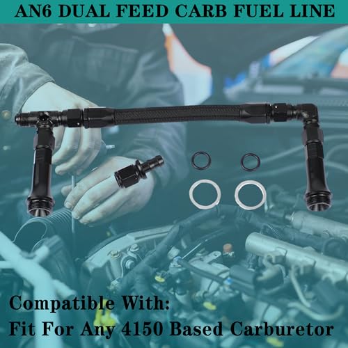 YzusGomumu AN6 Dual Feed Carb Fuel Line Aluminum Braided Fuel Line Kit For Holley 4150 Carburetor Without Pressure Gauge Black - Image 3