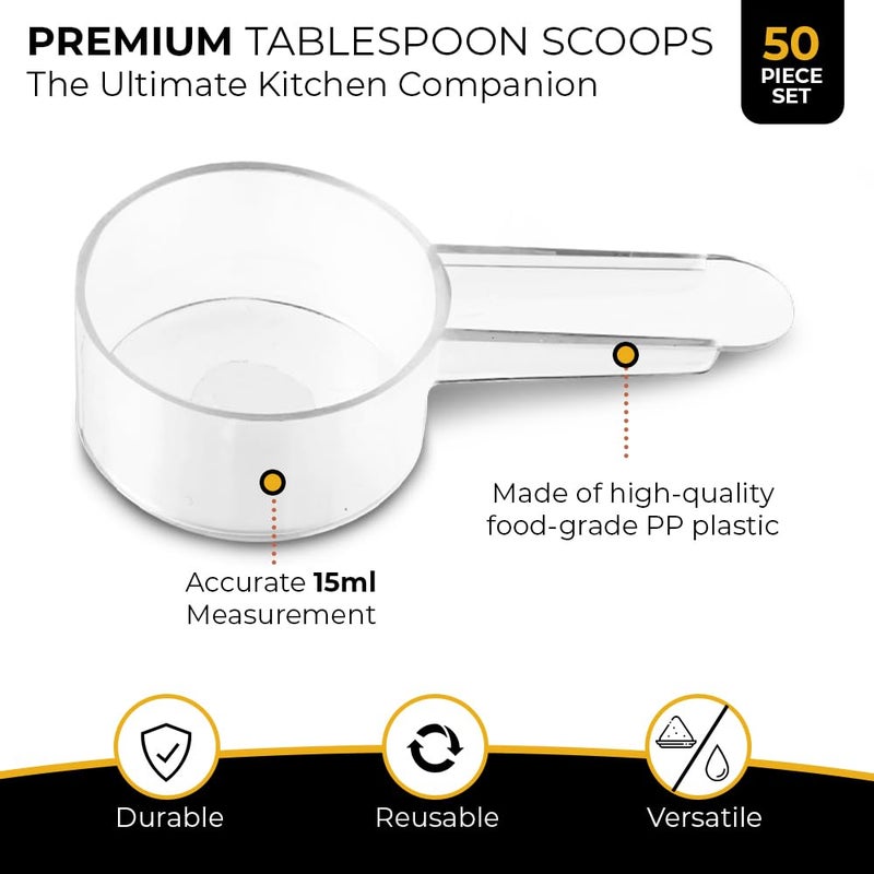 Existing Beauty 50 Pack Tablespoon Measuring Spoon Set with Short Handle Coffee Scoop - 1 Tablespoon (15 ML) Clear Plastic Scoops for Coffee, Loose Tea, Protein, Spices, Powders, and Other Dry Goods Bulk Value Pack - Image 2