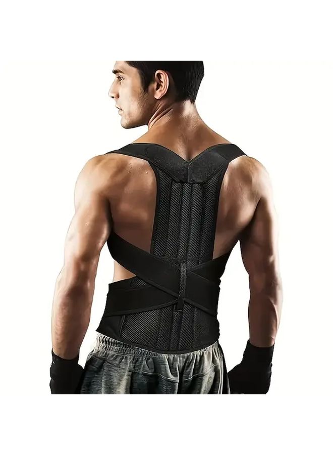 Black Adjustable Invisible Back Support Strap Posture Corrector With Lumbar Support - Image 3
