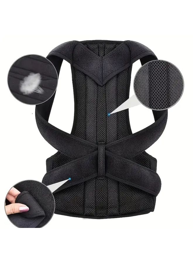 Black Adjustable Invisible Back Support Strap Posture Corrector With Lumbar Support - Image 4