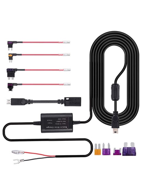 10ft Hard Wire Kit for Dash Cam with Mini/Micro/Micro2 Fuse 12V-24V to 5V Dash Cam Hardwire Kit