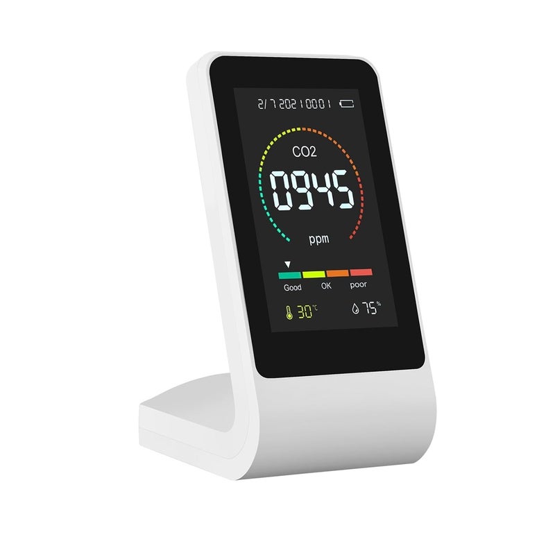 Air Quality Monitor, 3 In1 CO2 Meter Digital Temperature Humidity Sensor Tester Multifunctional Air Quality Monitor Portable - Image 1