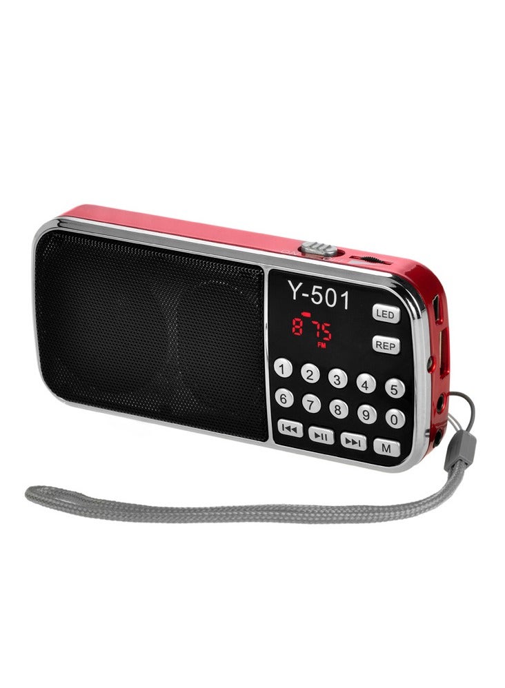 AROAQ J-189 Bluetooth AM FM Radio Small Portable Radio Dual Speaker Heavy Bass Red - Image 1
