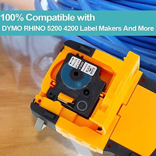 Aonomi 18489 a18489 Labels Replace for DYMO Industrial Flexible Nylon Labels 3/4" Black on White Compatible with DYMO Rhino 5200 Label Printer,Rhino 4200, Rhino 5000 6000 Lable Maker, 6-Pack - Image 2