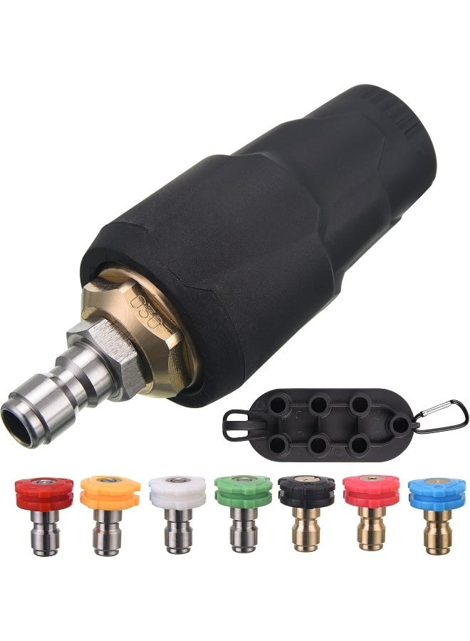 PWACCS Pressure Washer Nozzle Tips Full Set, 3600 Psi Rotating Turbo Nozzle For Power Washer 3.0 Gpm, 7 Spray Nozzle Tips Kit With A Nozzle Holder Multiple Degrees, 1/4" Quick Connect  - Image 1