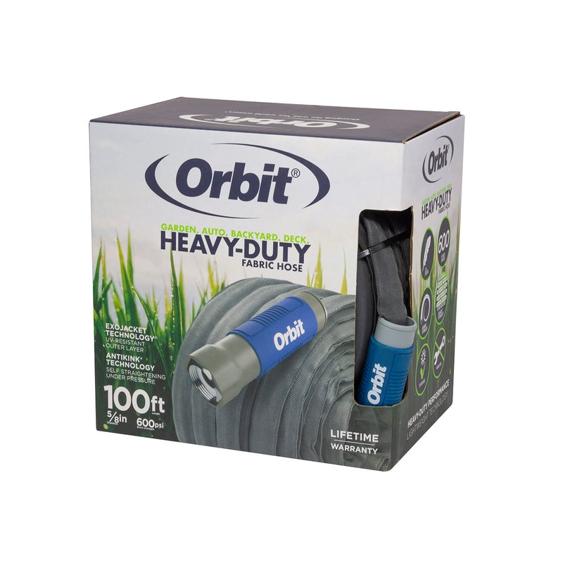 Orbit 33180 ExoJacket Fabric Garden Hose - Heavy-Duty Water Hose (100-Foot x 5/8-Inch) - Image 1