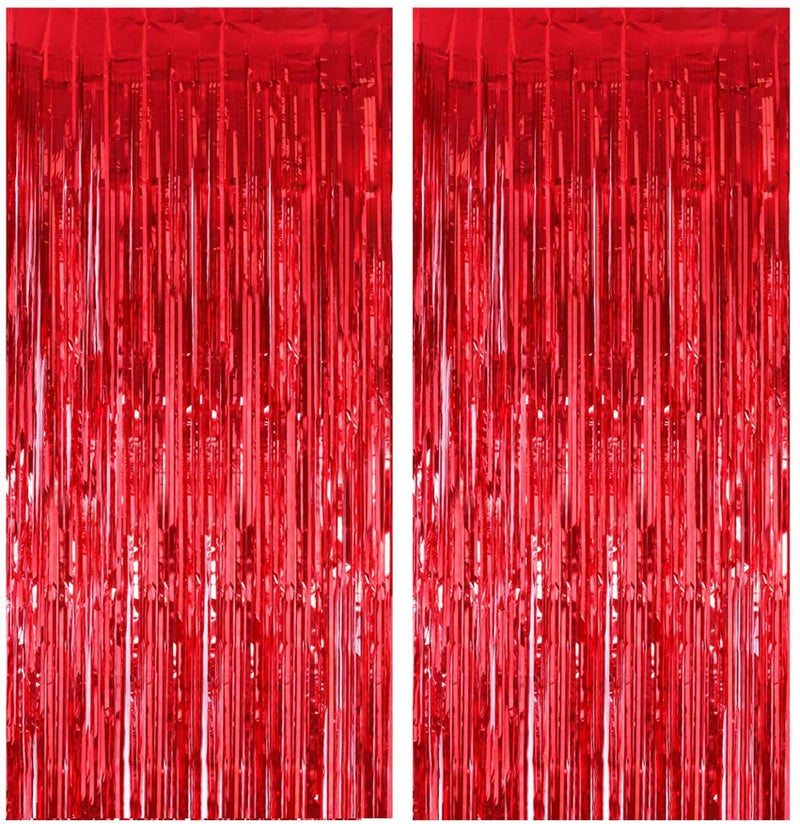 SOI Foil Metallic Tinsel Fringe Big Size Curtains for Birthday, Anniversaries, Graduation, Retirement, Baby Shower Decoration (Pack of 2) (Red) - Image 5