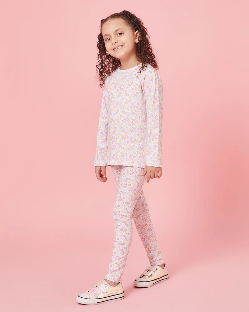 Redtag Girls White Floral Leggings