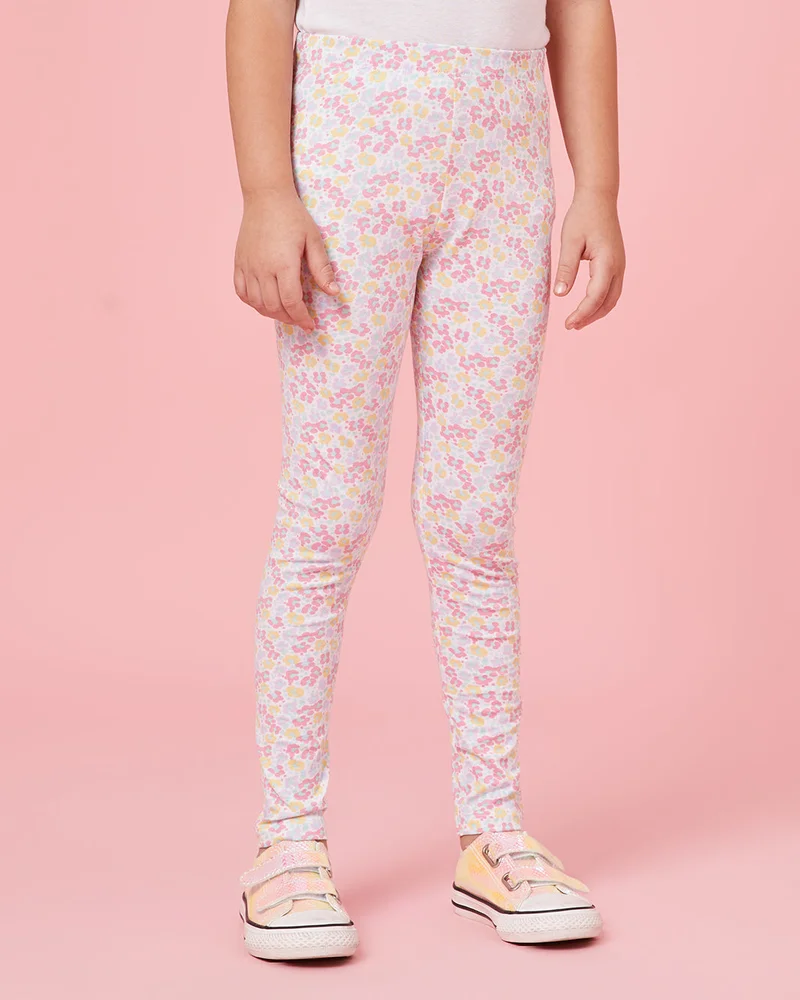 Redtag Girls White Floral Leggings