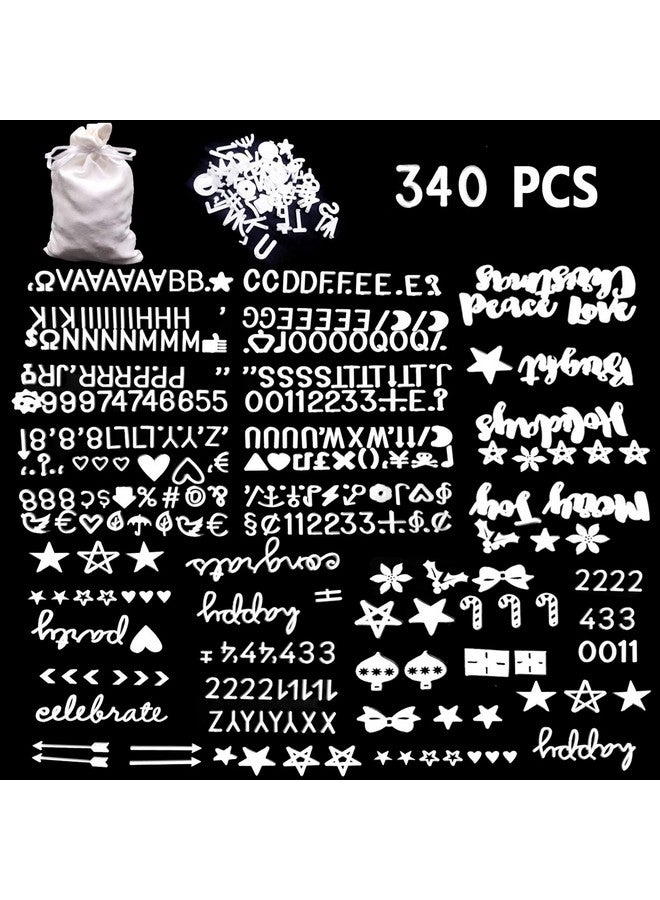 ACKLLR 340 Characters White Letter Set For Changeable Felt Letter Boards, 3/4 Inch Letters With Gift Cloth Bag Including Numbers, Symbols,Letters - Image 1