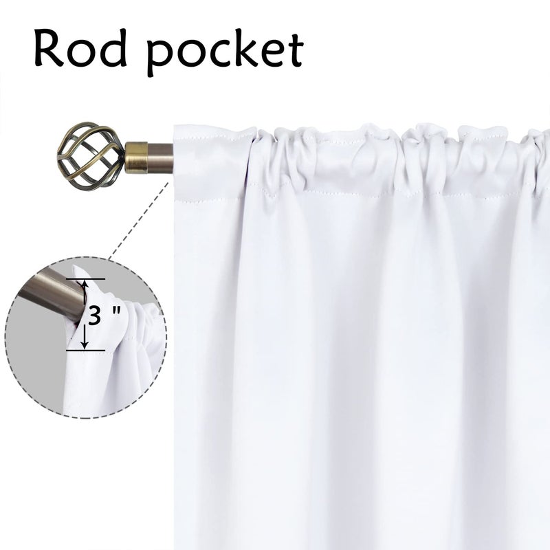 BGment بئسة قضيب جيب الستائر البيضاء 40 بوصة الطول - حماية الخصوصية الستائر النافذة ستارة الستائر ل KITHCHEN الحمام مقهى غرفة نوم ديكور المنزل 2 أبيض نقي 42 × 40 بوصة - Image 2